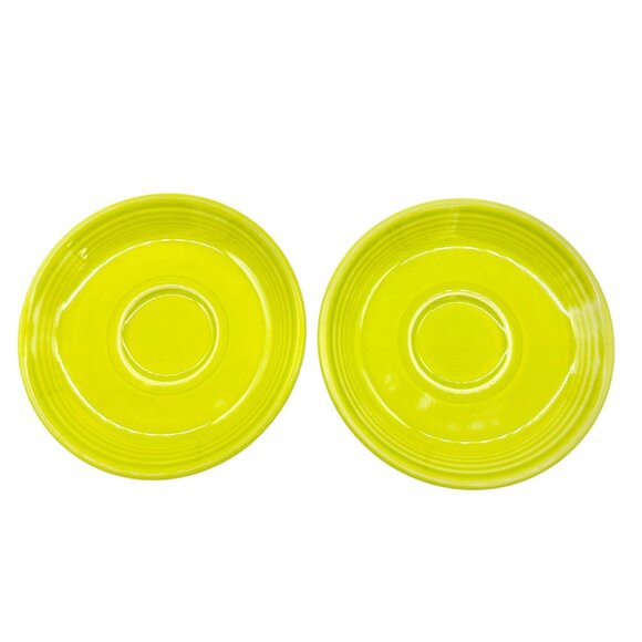 Fiesta Homer Laughlin Cup & 2 Saucers Set in Chartreuse Lead-Free Ceramic USA - Picture 7 of 9